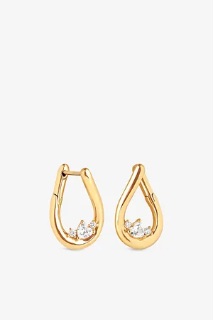 Astrid & Miyu Womens Heart Cluster Molten 18ct Yellow -Plated Sterling-Silver Hoop Earrings