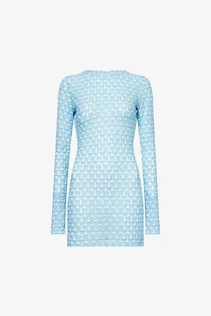 Missoni Womens Slim-Fit Long-Sleeves Knitted Mini Dress