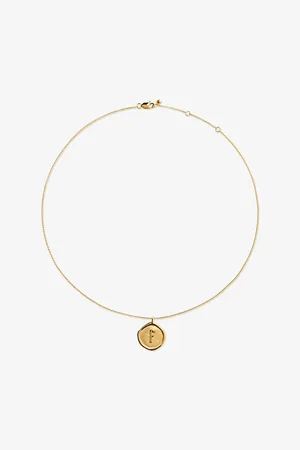 Monica Vinader Womens Initial F Stamp 18ct Yellow Vermeil Necklace