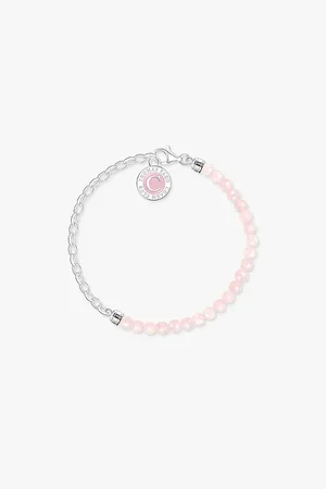 Thomas Sabo Womens Charm Club 925 Sterling-Silver and Rose Quartz Link Bracelet