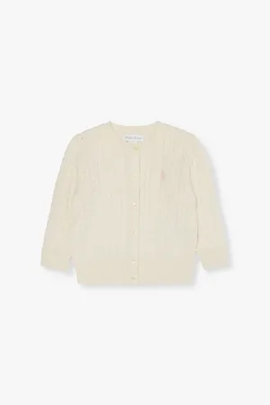 Ralph Lauren Baby Girl Logo-Embroidered Cable-Knit Cotton Cardigan