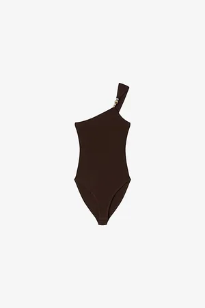 Sandro Womens Bead-Embellished One-Shoulder Stretch-Woven Body
