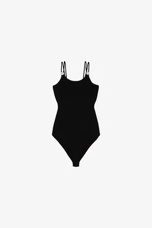 Sandro Womens Ring-Embellished Scoop-Neck Stretch-Jersey Body