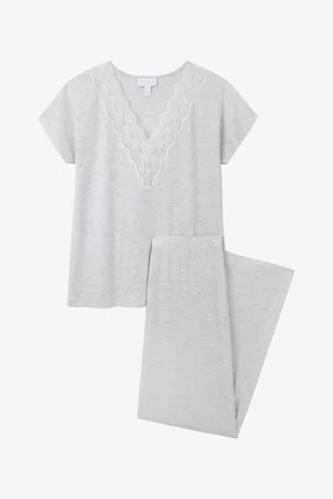 The White Company Womens Lace-Trim Stretch-Jersey Pyjama Set