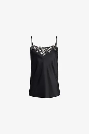 Stella McCartney Womens Iconic Lace-Trim Satin Camisole Top