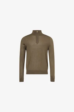 Paul Smith Mens Half-Zip Funnel-Neck Wool-Knit Jumper