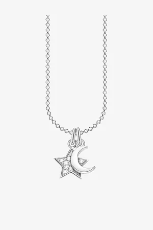 Thomas Sabo Womens Magic Stars Sterling Silver Cubic Zirconia Moon and Star Necklace