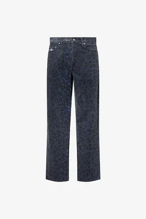AWAKE NY Mens Leopard-Print Cotton-Corduroy Trousers