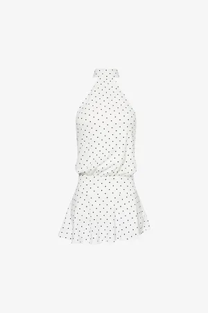 Jaded London Womens Enya Polka-Dot Backless Cotton Mini Dress