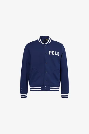 Ralph Lauren Mens Embroidered-Logo Stand-Collar Cotton-Blend Varsity Jacket