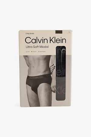 Calvin Klein Mens Soft Modal Logo-Waistband Pack Of Three Stretch-Jersey Briefs