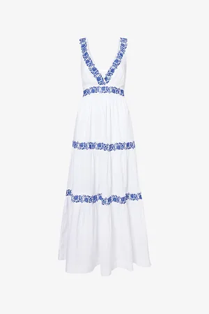 Heidi Klein Womens Cannes Embroidered Cotton-Poplin Maxi Dress