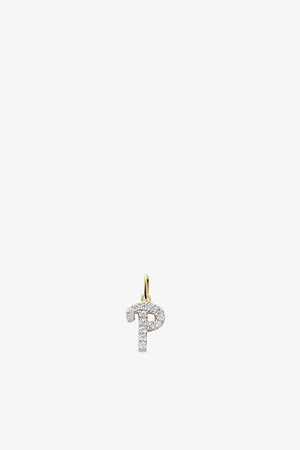 Monica Vinader Womens Initial P 14ct Yellow-Gold and Lab-Grown Diamond Charm