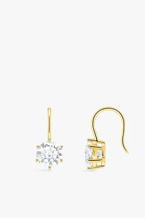 Thomas Sabo Womens 18ct Yellow Gold-Plated Sterling Silver and Zirconia Drop Earrings