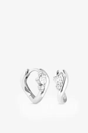 Astrid & Miyu Womens Hidden Heart Molten Sterling- and Cubic-Zirconia Hoop Earrings