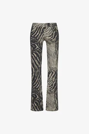Jaded London Womens Leona Cooper -Print Bootcut-Leg Denim Jeans