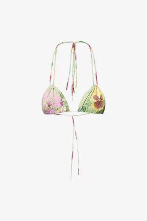 Jaded London Womens Raw Edge Floral Bikini Top