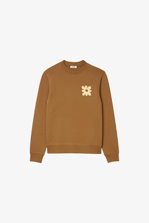 Sandro Mens Flower-Patch Crewneck Cotton Sweatshirt