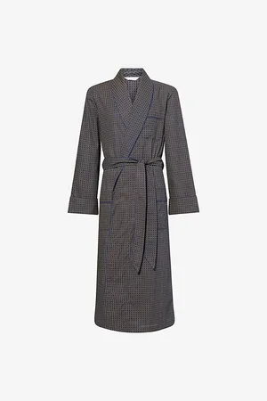 DEREK ROSE Mens Nelson Graphic-Print Cotton-Poplin Robe