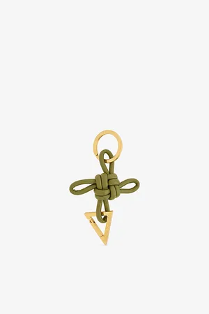 Bottega Veneta Triangle Knot Leather and Metal Keyring