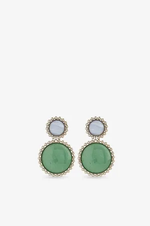 LELET NY Womens Lina Ballchain Gold-Plated Brass, Jade and Agate Drop Earrings