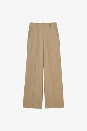 Reiss Womens Side-Zip Wide-Leg Stretch-Woven Trousers