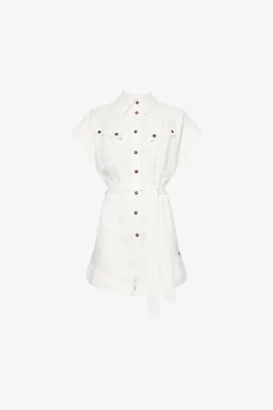 ZIMMERMANN Womens Rhiannon Belted Linen Playsuit