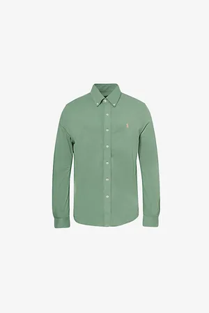 Ralph Lauren Mens Pointed-Collar Long-Sleeve Cotton-Pique Shirt