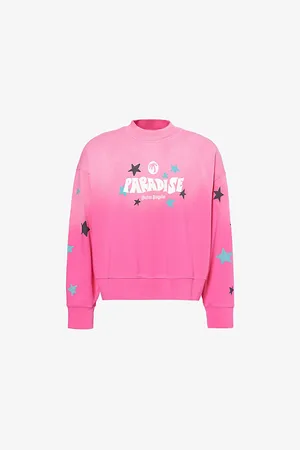 Palm Angels Mens Paradise Palm Crewneck Stretch-Cotton Sweatshirt