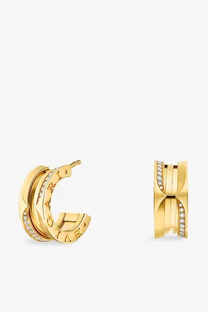 Bvlgari Womens B.Zero1 18ct Yellow-Gold and Brilliant-Cut 0.22ct Diamond Hoop Earrings