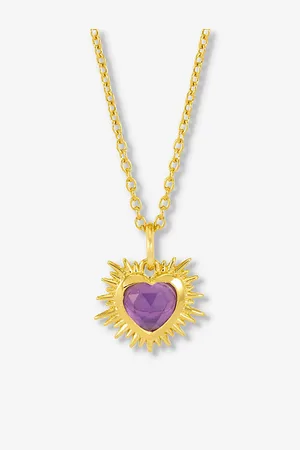 Rachel Jackson Womens Feburary-Birthstone Amethyst 22ct -Plated Sterling-Silver Necklace