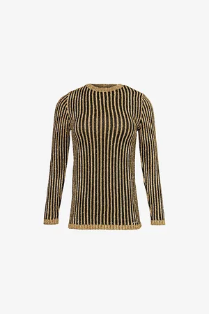 VALENTINO GARAVANI Womens Striped Metallic-Weave Knitted Jumper