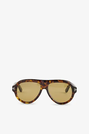 Tom Ford Mens Tf1203 Icon Pilot-Frame Acetate Sunglasses