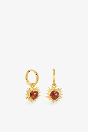 Rachel Jackson Womens Electric Love January Birthstone Heart 22ct Yellow -Plated Sterling-Silver Hoop Earrings