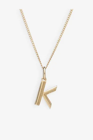 Rachel Jackson Womens Art Deco K Initial 22ct Yellow Gold-Plated Sterling-Silver Necklace