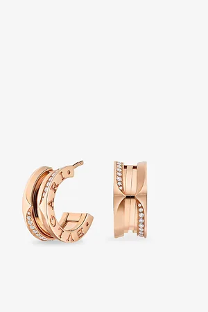 Bvlgari Womens B.Zero1 18ct Rose-Gold and Brilliant-Cut 0.22ct Diamond Hoop Earrings