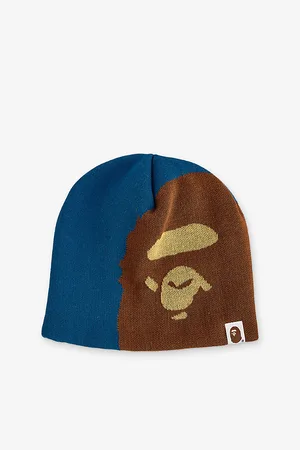 A Bathing Ape Mens Ape Head Knitted Cotton-Blend Beanie Hat