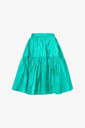 VALENTINO GARAVANI Womens Tiered-Ruffle Woven Taffeta Midi Skirt