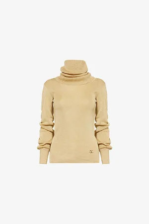 VALENTINO GARAVANI Womens Turtle-Neck Metallic Fine-Knit Jumper