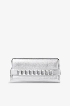 Jimmy Choo Womens Kya Metallic-Leather Clutch Bag