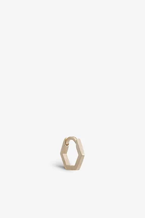 Rachel Jackson Womens Hexagonal 9ct Yellow- Single Huggie Hoop Earring