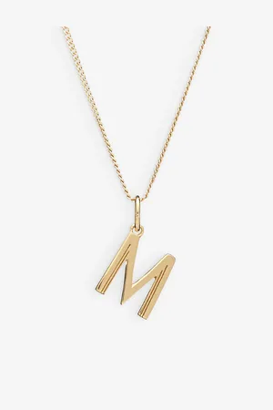 Rachel Jackson Womens Art Deco M Initial Yellow Gold-Plated Sterling-Silver Necklace