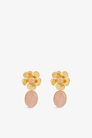 LELET NY Womens Eden Gold-Plated Brass, Swarovski Crystal and Quartz Drop Earrings