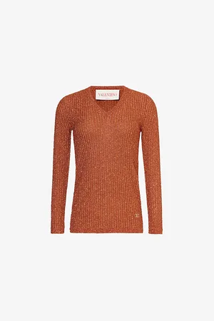 VALENTINO GARAVANI Womens Metallic V-Neckline Knitted Jumper