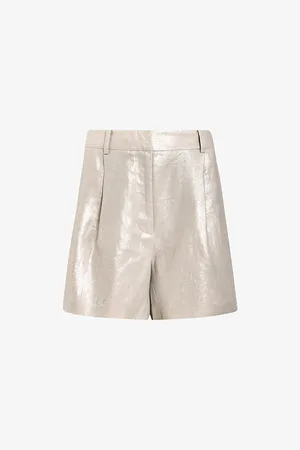AllSaints Womens Averie Metallic Linen Shorts