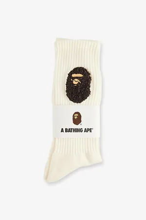 A Bathing Ape Mens Ape Head Embroidered Ribbed Cotton Socks