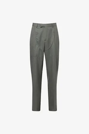 MARTINE ROSE Mens Wader Tailored Straight-Leg Wool Trousers
