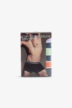 Emporio Armani Mens Branded Mid-Rise Pack Of Three Stretch-Cotton Trunks