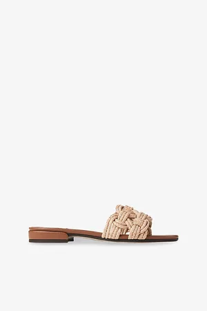 Jimmy Choo Womens Chara Flat Crochet Raffia Mules