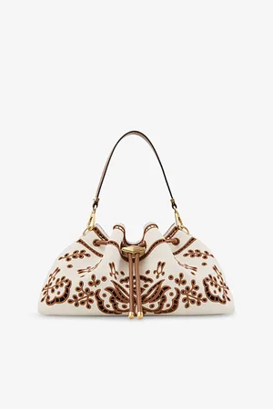 Jimmy Choo Womens Cinch Medium Canvas Shoulder Bag